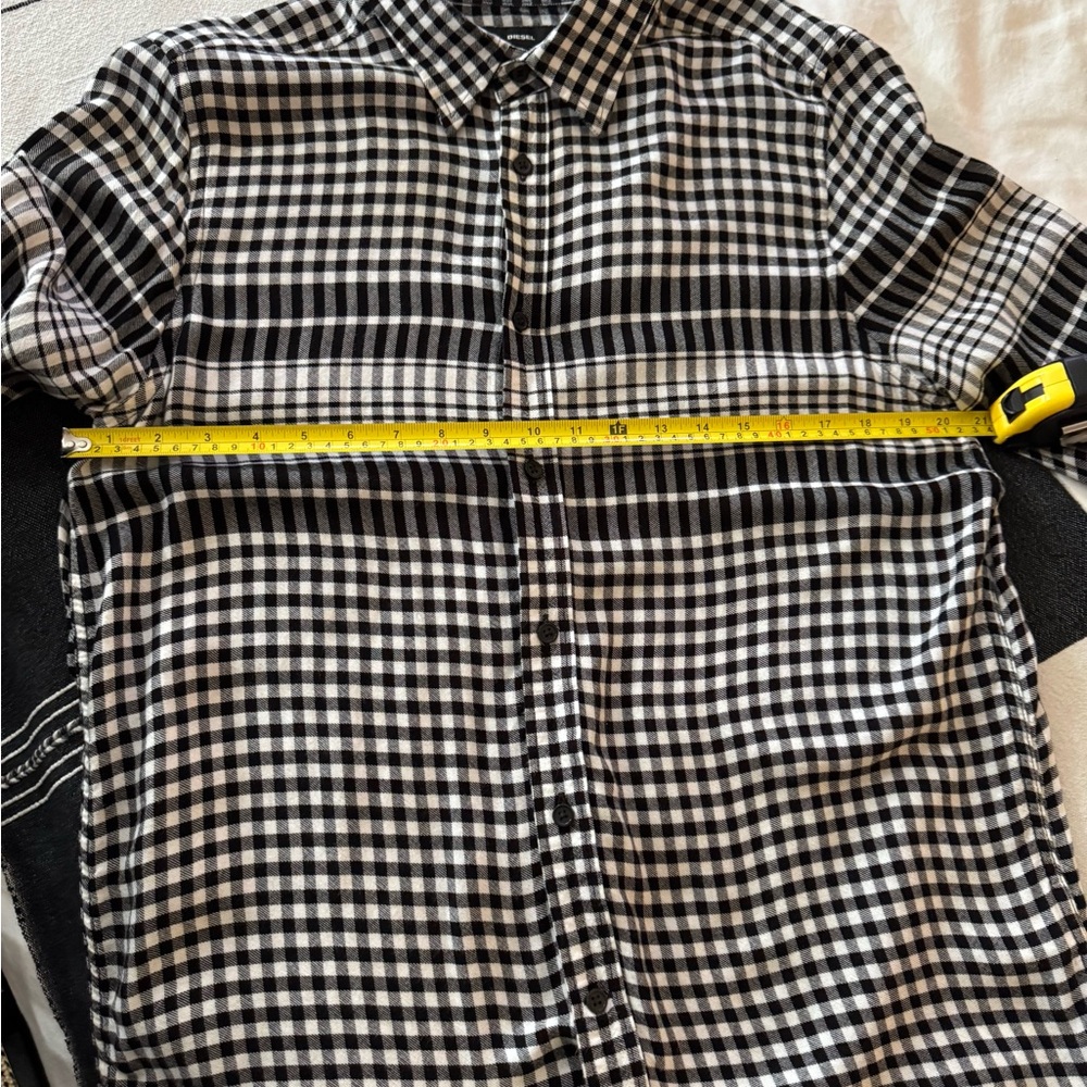 Diesel Men’s Black and White Checkered Button-Up Shirt size L - Picture 3 of 7